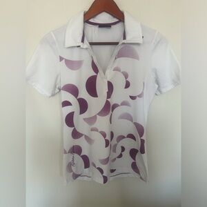 Galvin Green White Golf Polo Shirt with Lavender Graphic Print